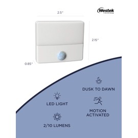 WESTEK Senti LED Motion Sensor Night Light – Indoor Plug-In Dusk/Dawn Automatic Night Light – Illuminate Dark Areas of Your Home, Warm Glow, Energy Efficient, Ultra-Slim, Cool-Touch – 2 Lumens