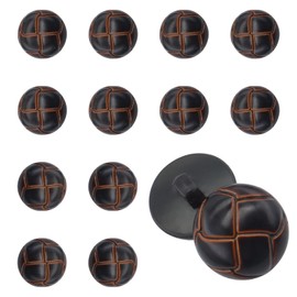 12 PCS 18 mm Brown Plastic Buttons for Sewing and Crafts, Round Football Button with Shank for Clothes, Decorative, Tailoring, Replacement, DIY