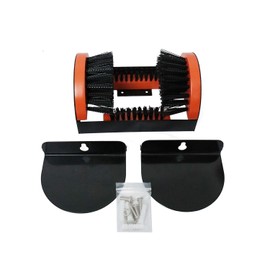 Zeluga 26-387 Portable Hardwood Construction and Metal Frame Boot Scraper and Scrubber, Indoor & Outdoor Shoe Cleaner Brush, Black/Orange