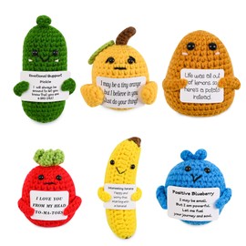 6PCS Positive Potato Cute Emotional Support Pickle Funny Mini Positive Crochet Decorations Encouragement Gifts Mini Funny Knitted Cheer Up Gift for Friends, Parties, Christmas Decoration