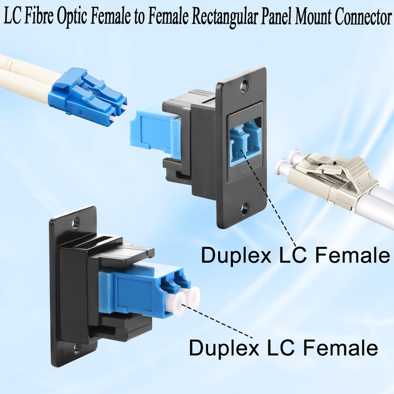 QIANRENON LC Fiber Optic Rectangular Panel Mounting Network Adapter Duplex