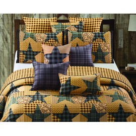 Regal Comfort Printed Quilt Set of 3 - Teen Girls Bedspread for Queen Size - Shabby Chic Decor Bedding Set Full/Queen (90" X 90", 5 Star Gingham)