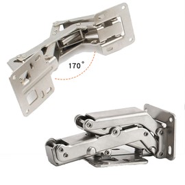 Pack of 2 Screw-On Hinges, Foldable, Furniture Hinges, Suitable for Furniture, Wooden Doors, Kitchen Cabinet Doors, 170 Degree Hinge (with 16 Screws)