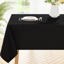 smiry Rectangle Table Cloth, Waterproof Anti-Scratch Polyester Tablecloth, Decorative Washable Fabric Table Cover for Dining, Buffet, Parties and Outdoor, 60x120, Black