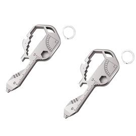 24- in-1 Key Shaped Pocket Tool,Multitool – Key Shaped Pocket Tool for Your Keychain，Bottle Opener，Drill Drive, Screwdriver, Wrench, Ruler, Etc (Silver).