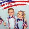 HERSAUL Men's American Flag Bow Tie, Adjustable USA Patriotic Bow