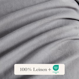 DAPU Linen Fitted Sheet, 100% French Natural Flax, Breathable, 100 x 200 + 30 cm, Fitted Sheet with Elastic, Oeko-Tex 100 Standard Bed Sheet, Stonewashed Soft Bed Sheet, Grey
