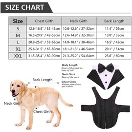 IDOMIK Dog Tuxedo Suit For Small Medium Large Breed, Formal Dog Tuxedo Vest Set With Detachable Bow Ties Collar & Bandana Scarf, Gentle Pet Costume/Dress/Clothes/Shirt For Wedding Birthday Party Black