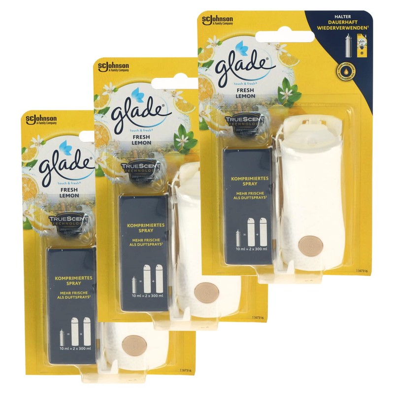3x Glade Touch & Fresh Set Air Freshener Holder +