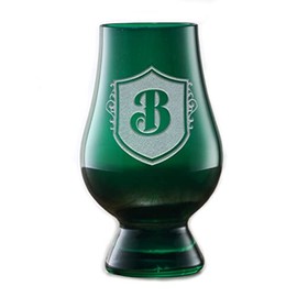 Engraved Green Glencairn Whisky Glass With Crest (Single 1)