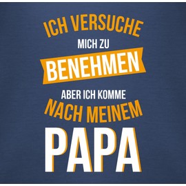 Shirtracer baby bodysuit with German phrase - “Ich versuche mich zu benehmen Papa” - orange - short-sleeved baby bodysuit for boys and girls - 02 Navy Blue