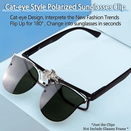 LUFF Reversible Polarised Clip Sunglasses, Women's Fashion Cat Eye Vintage Outdoor Sunglasses Clips for Glasses for Women, dunkelgrün