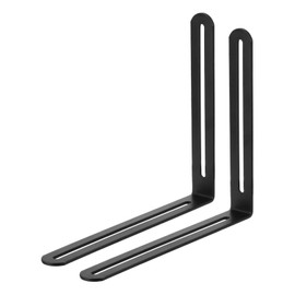 sourcing map 2Pcs Adjustable L-Shape Corner Brace with Slot, 7.87 x 6.5 Inch Stainless Steel Slotted Right Angle Corner Bracket for Wooden Furniture Cabinet, Black