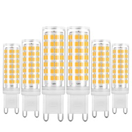 YUIIP G9 LED Bulb Dimmable 6W Warm White 3000K, T4 G9 Ceramic Bi-pin Base Light Bulbs AC 120V 530LM, 50W 60W Halogen Bulb Equivalent, G9 Light Bulbs for Chandelier, 6 Pack