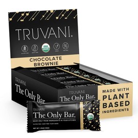 Truvani Plant Based Snack Bars | Chocolate Brownie 12 Pack | 7g Protein | USDA Organic and Vegan | The Only Bar | Dairy, Soy, and Gluten Free | Individually Wrapped