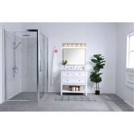 Living District Ollie Mid-Century Modern 5 Light Entryway and Bathroom Wall Sconce in Chrome and Clear Crystals