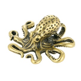 Veemoon Brass Octopus Statue Ornament Mini Octopus Figurine Metal Sea Animal Statue Sea Desktop Decor Brass Craft Figurine Brass Adornment Indoor
