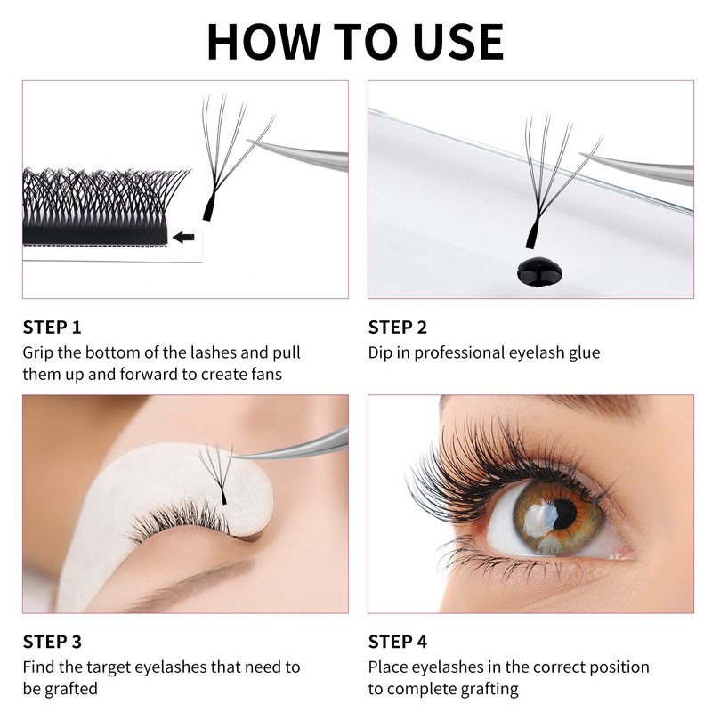 FADVAN 8D W-Shaped Volume Eyelashes, 0.07D Curl, 8-15 mm, Mixed