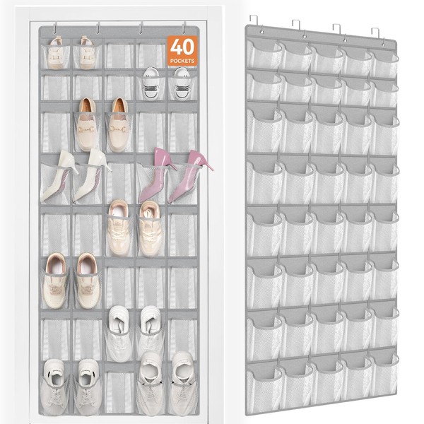 FENTEC 40 Large Pockets Over The Door Shoe Organizer, Mesh