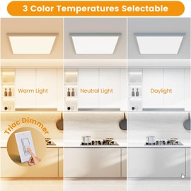 AIKVSXER 1 Pack 50W 5500LM 2x2 LED Flat Panel Light Surface Mount 3000K/4000K/5000K Triac Dimming 10%-100% 120V 2x2 LED Light Fixture White for Living-Room/Garage ETL