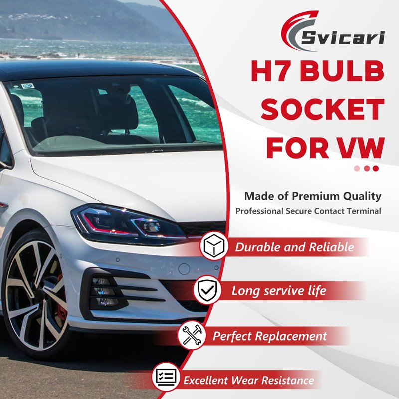 Svicari H7 Headlight Bulb Socket Adapter Holder Kit Compatible with