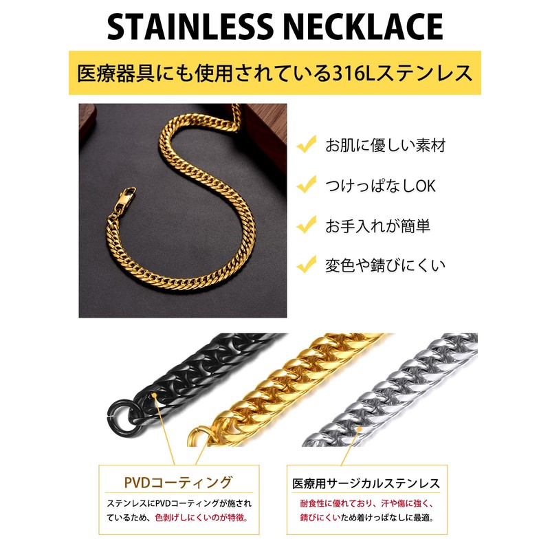 ChainsHouse Kihei Necklace, Men's, Chain Only, Rustproof, Stainless Steel, Silver,