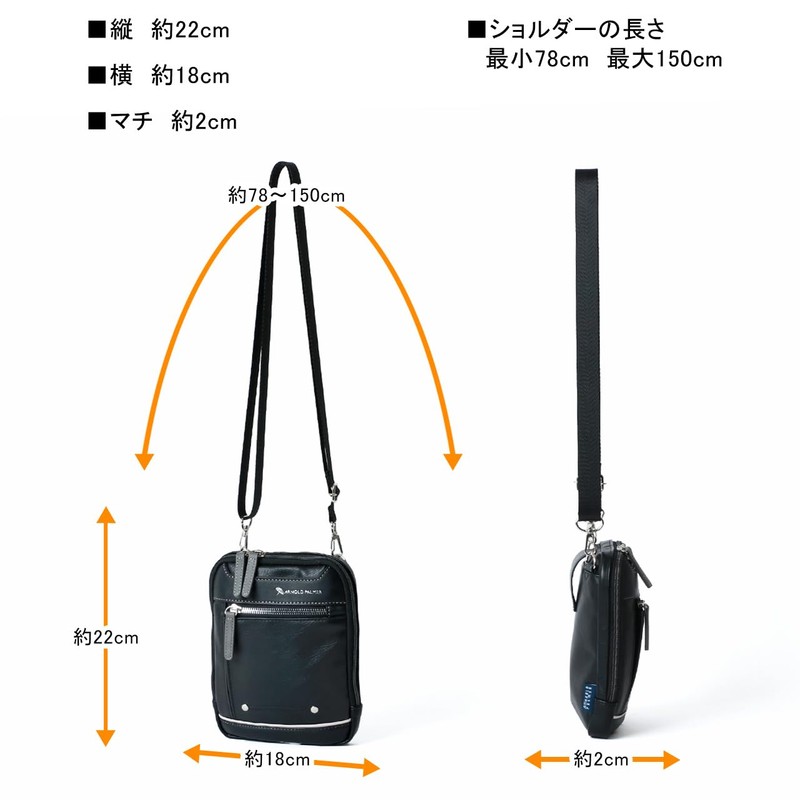 Arnold Palmer Shoulder Bag, Faux Leather, Shadow, Mini Shoulder, Black