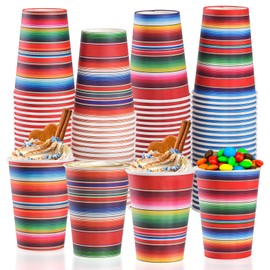 100 Pack Fiesta Paper Cups Mexican Serape Disposable Beverage Cups Cinco De Mayo Party Decorations for Mexican Fiesta Birthday Party Supplies