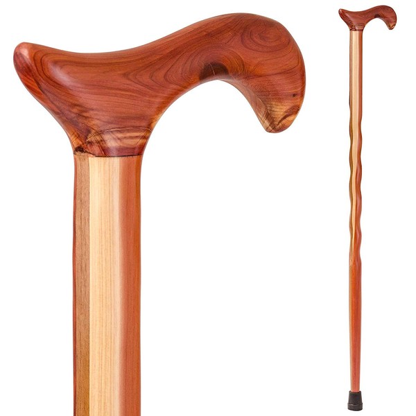 Handcrafted Wood Walking Cane - Made in the USA by Brazos - Twisted Aromatic Cedar - 34 Inches