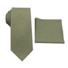 Mens Solid Linen Tie and Pocket Square Set - Slim
