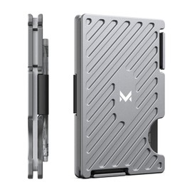 MIFANYO Men Wallets Minimalist Metal Card Holder with Money Strap Slim Card Holder Men RFID Protection Wallet Front Pocket Grey L03, L-grey-black, Classic