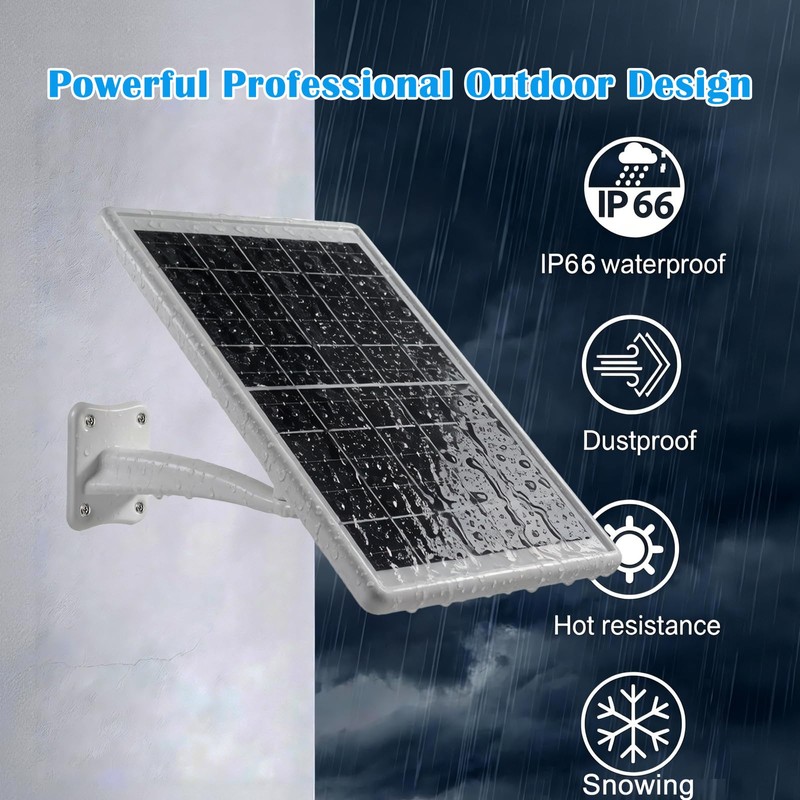 8W Solar Panel Built-in with 12000mAh Battery for Security Camera