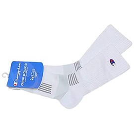 Champion C3-MB721S Men's Grip Socks, Middle Basketball, white