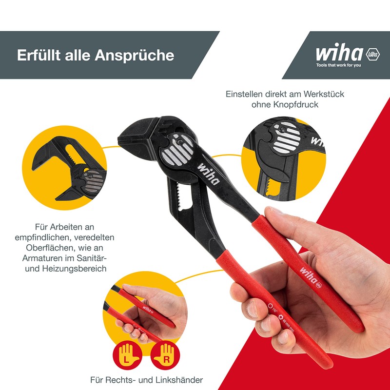 Wiha Classic Pliers Wrench 250 mm, Red, (40923)