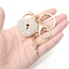 Honbay 1PCS Rhinestone Heart Lock Keychain with Key Sparkling Love