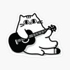 2-Pack Guitar Love Cat Cute Vinyl Waterproof Sticker, 4x4 Inches