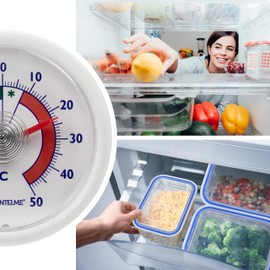 Lantelme 7015 Fridge Thermometer Set for Gluing, Made in Germany, Analogue Fridge Freezer Thermometer, Round, White, Set of 4