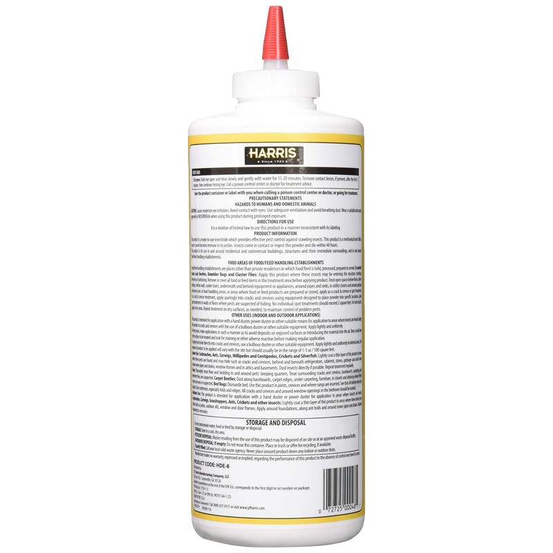 Harris HDE-8 Bed Bug Powder Diatomaceous Earth, 8oz, Yellow