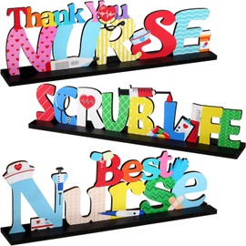 Chilaral 3 Pcs Nurse Wooden Centerpiece Thank You Nurse Table Centerpiece Nurse Party Supplies Nurse Graduation Sign for Nursing Student Nurse Theme Party Favor Supplies