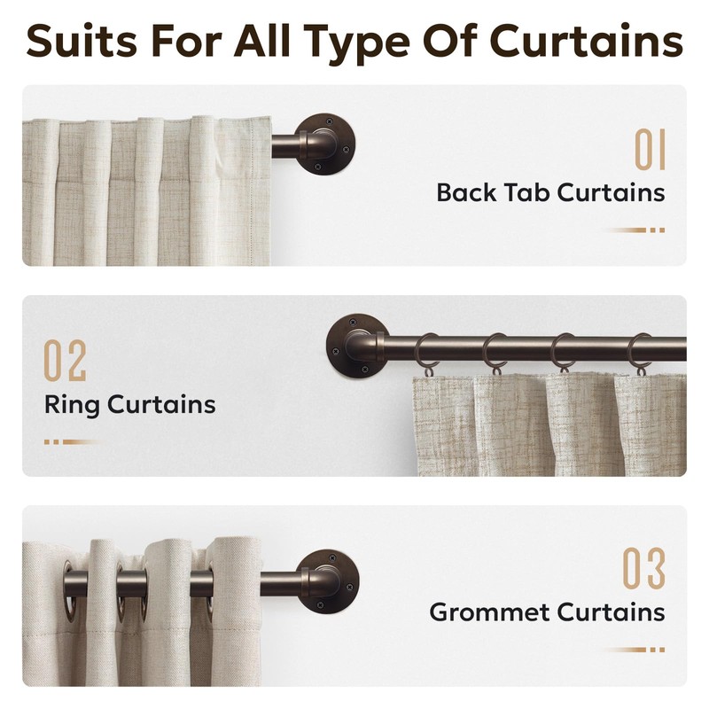Zeerobee Curtain Rods for Windows 48 to 84, 1 Inch