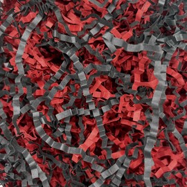 Tisspoms 2LB Crinkle Cut Paper Shred Filler, Paper Shreds for Basket Fillers, Birthday, Gift Wrapping, Anniversary, Fiesta Stranger Gift Decor Party Filler (Black Red)