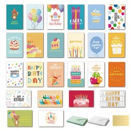 Vekol 24 Pack Unique Birthday Cards, Happy Birthday Cards Bulk With Envelopes and Stickers,4x6 Inch Assorted Blank Birthday Greeting Cards, Suitable For Men, Women, Kids, Work and Office Celebration