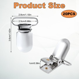 20pcs Silver Pacifier Suspender Clips, 0.98in Sheet Straps Holder Fasteners Clips Metal Duvet Clip to Hold Secure Comforter Inside Padded Blanket Snaps for Mattress Pad Cover Sofa Cushion Bedding