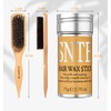 Slick Back Hair Brush, Hair Wax Stick Set - Boar
