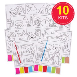 Baker Ross FN063 This Is Where I Work Magic Painting Scenes - Pack of 10, Painting Kits for Kids