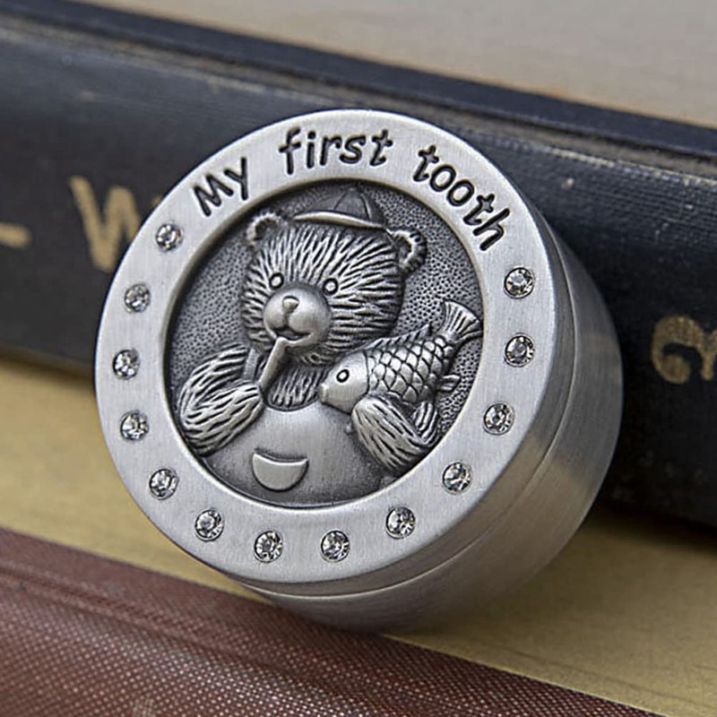 Kisangel Baby Tooth Box and Tooth Holder Metal Tooth Fairy