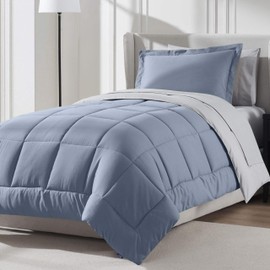 Nestl Twin XL Comforter Set 5 Piece - Reversible Twin XL Bedding Set Stone Blue, College Dorm Essentials Bed in a Bag, Twin XL Comforter Set for College Girls & Boys with Sheets, Pillowcase and Sham