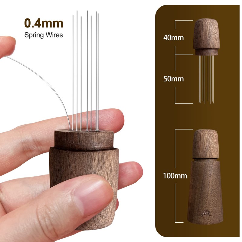Wdt Tool, Walnut Wood Coffee Distributor with Stand, 0.4mm Thick