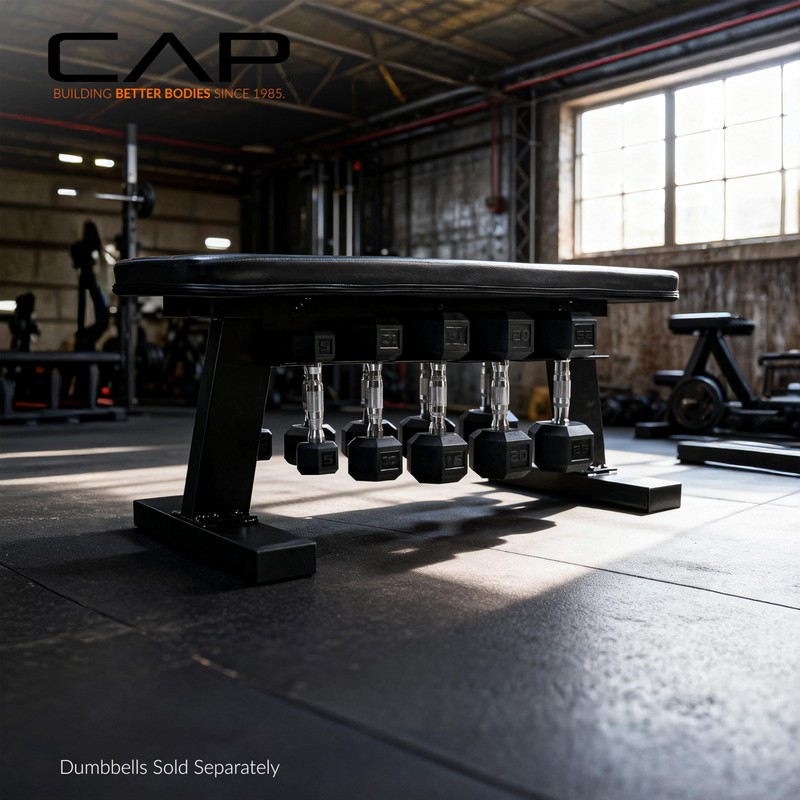 CAP Barbell Flat Bench with Dumbbell Storage, black