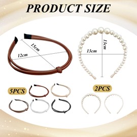 5 Leather Headbands And 2 Pearl Headbands, Fashionable And Simple Headbands, Retro Headbands, Ele Headbands, Women'S Hair Accessories, Hair Accessories